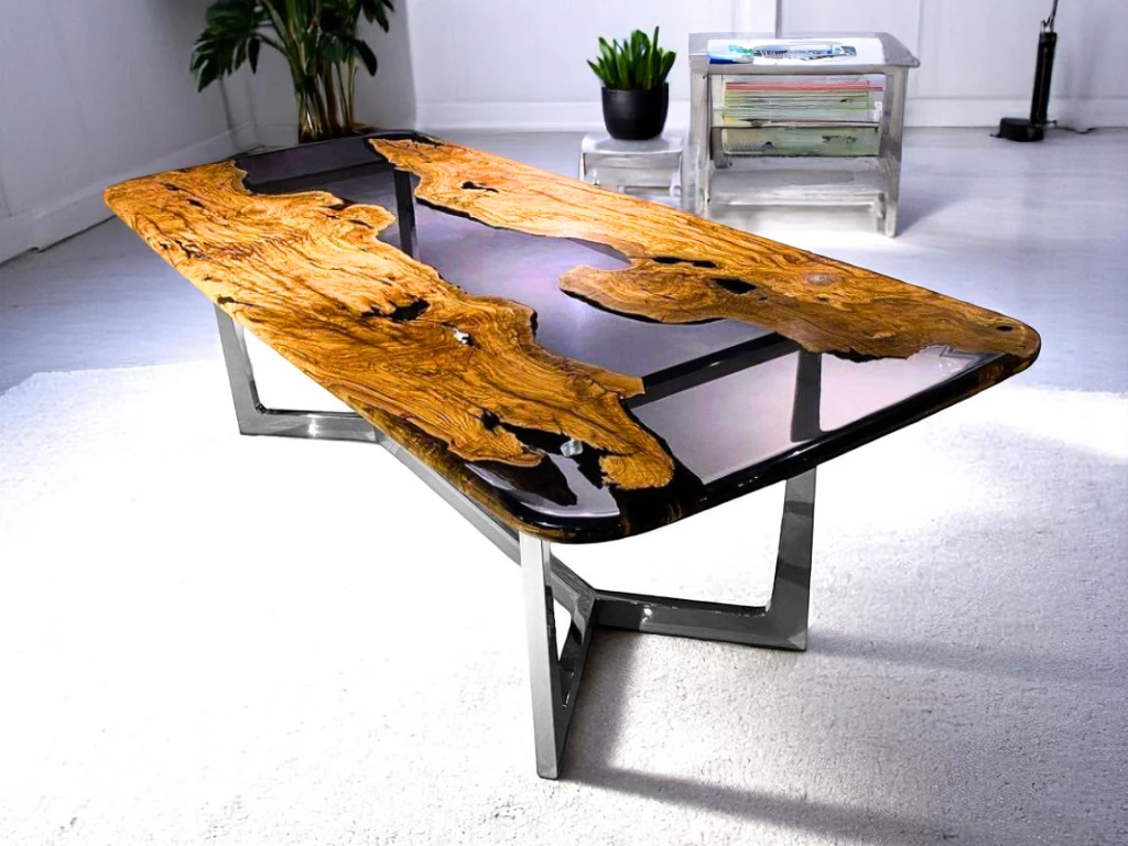   Crystal Clear Premium Live Edge Epoxy River Table Sale 